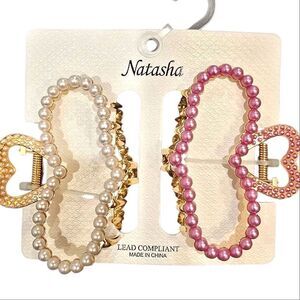 Natasha Couture Heart Hair Clip Set